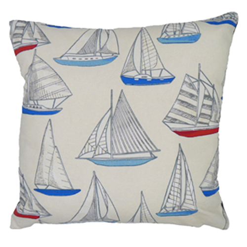 Sailboats, Natural - (45cm x 45cm) Cushion - Image 3